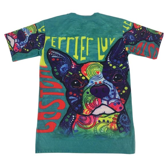 Unisex Adult New Light Fashion Short Sleeve T-Shirt L Boston Terrier Luv Graphic - Picture 3 of 4